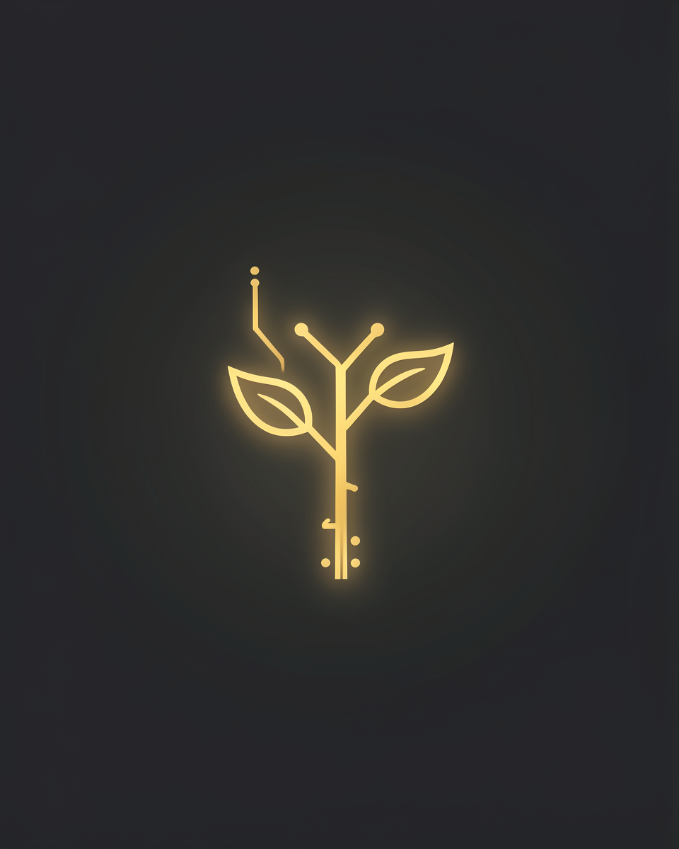 A circuit pattern transforming into a sprouting plant